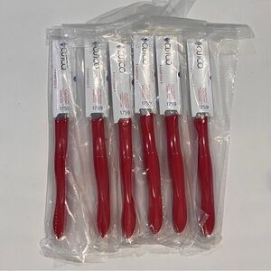 6x Cutco 1759 Table Knives with Red Handles (1869 6-Pc. Table Knife Set w/o Box)